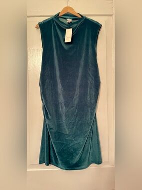 a new day Teal Velvet Cowl Neck Top